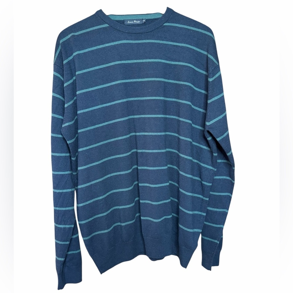 James Pringle Men’s XXL Navy Striped SOFT lightweight Crewneck Sweater